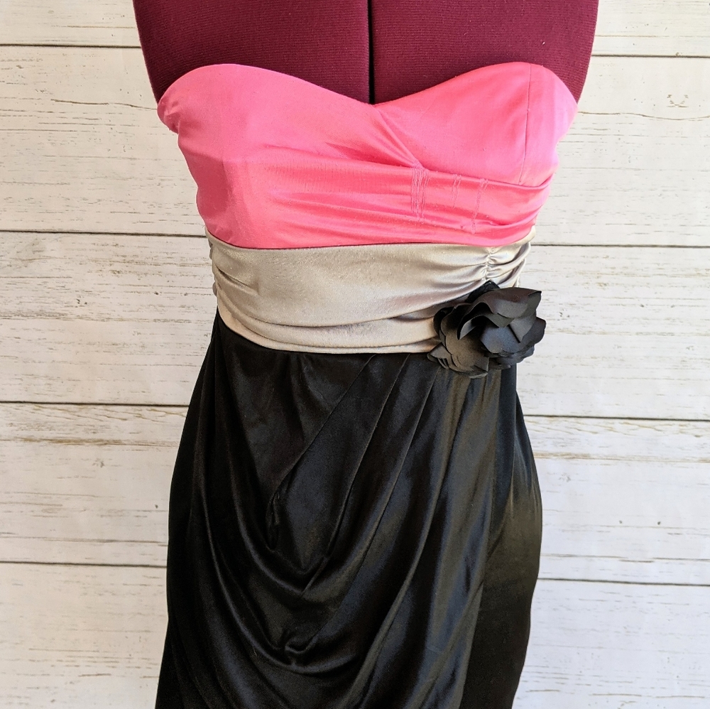 Speechless Pink/Black Strapless Dress
